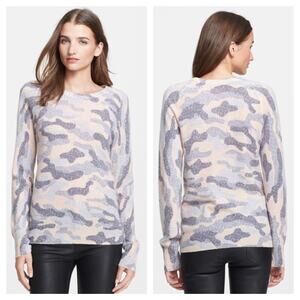 Equipment Femme Sloan Wool & Cashmere Sweater Medium Y2K Lace Camo Print
